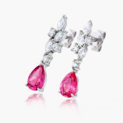 Spinelové náušnice Rumba, biele zlato