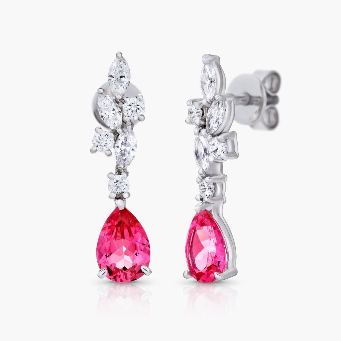 Spinelové náušnice Rumba, biele zlato