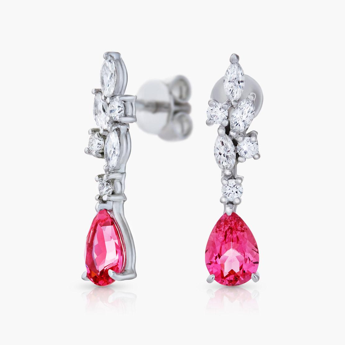 Spinelové náušnice Rumba, biele zlato