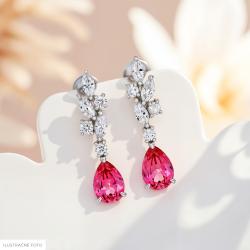 Spinelové náušnice Rumba, biele zlato