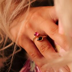 Drahokamový prsteň Saia, ružové zlato