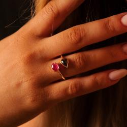 Drahokamový prsteň Saia, ružové zlato