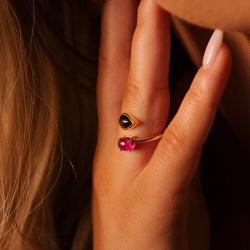 Drahokamový prsteň Saia, ružové zlato