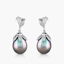 Perlové náušnice Pearl Drops, biele zlato