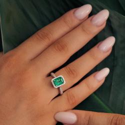 Smaragdový prsteň Isme, biele zlato