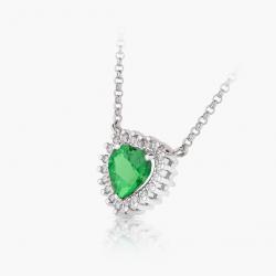 Tsavoritový náhrdelník Calon, biele zlato, srdce