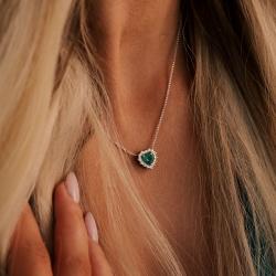 Tsavoritový náhrdelník Calon, biele zlato, srdce