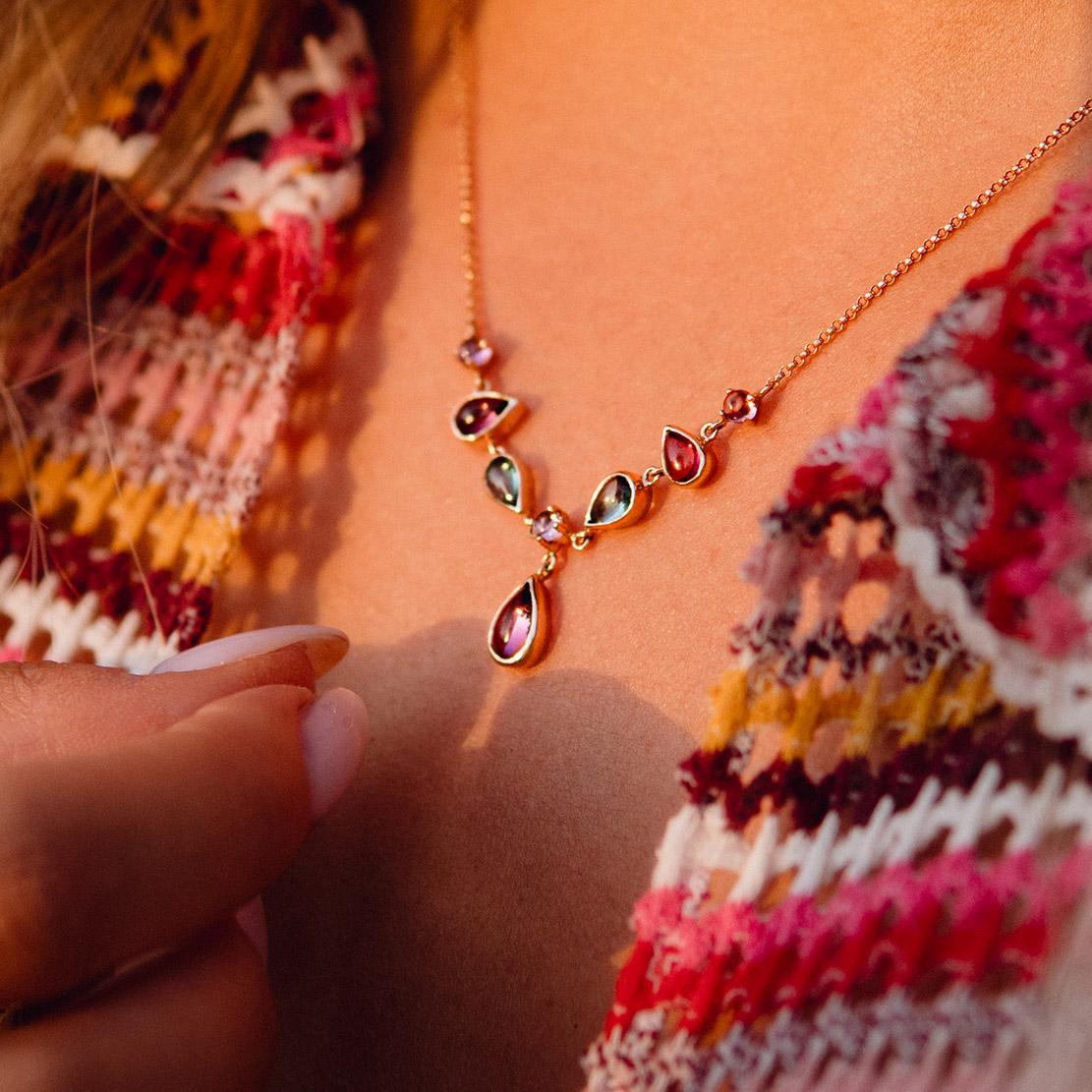 Drahokamový náhrdelník Lady Avery, ružové zlato