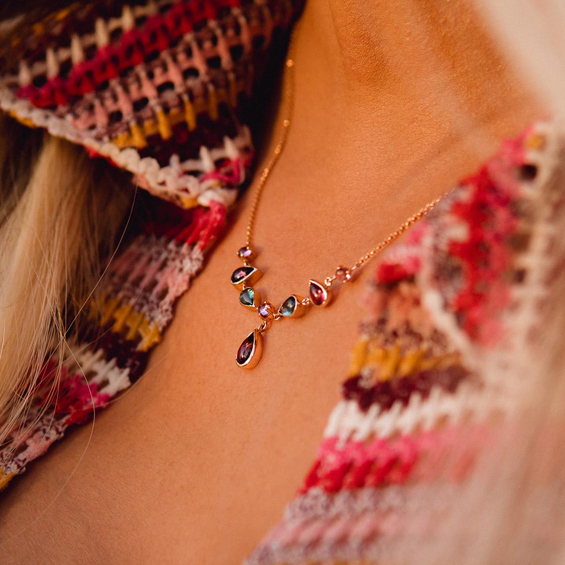 Drahokamový náhrdelník Lady Avery, ružové zlato