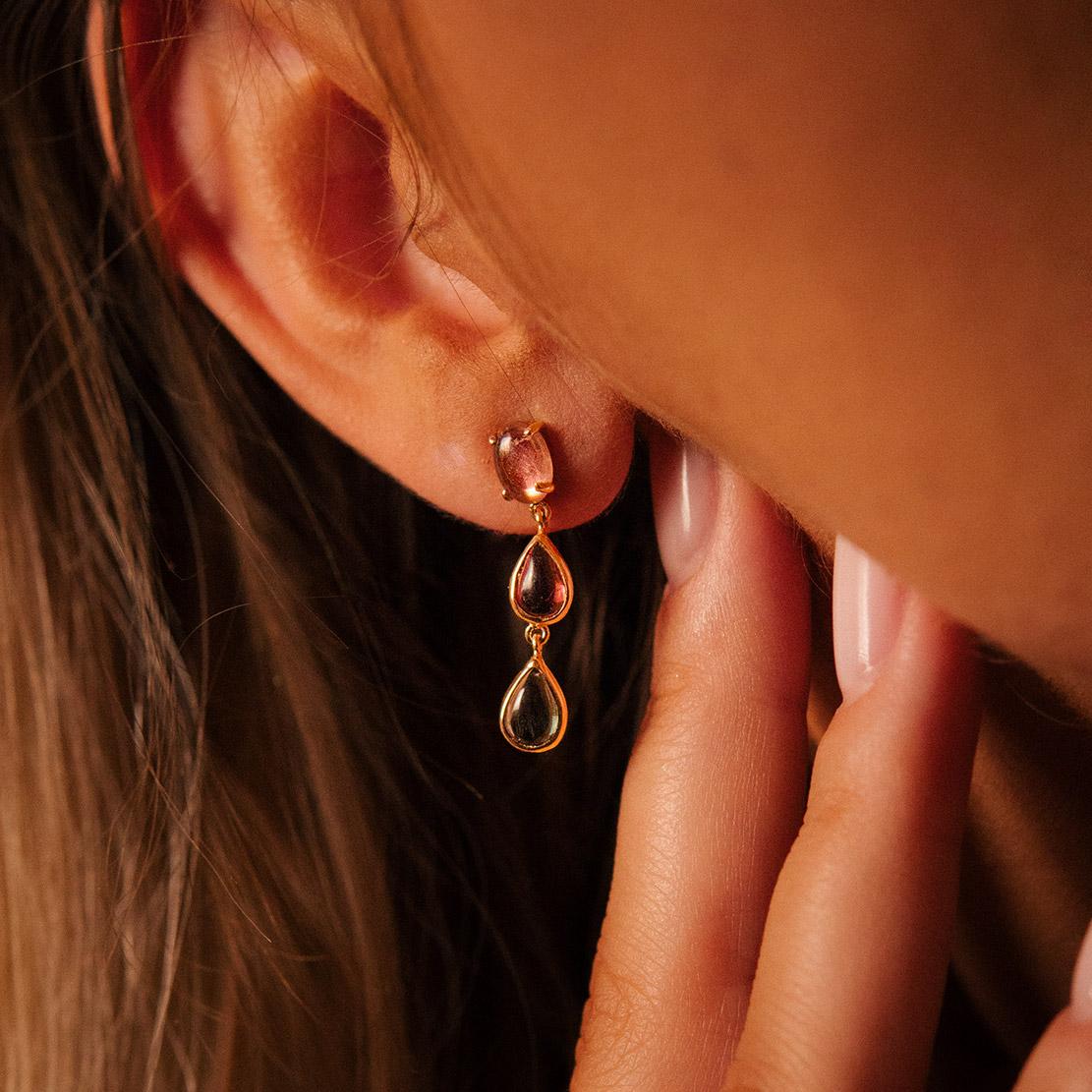 Drahokamové náušnice Lady Arria, ružové zlato