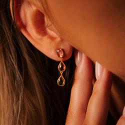 Drahokamové náušnice Lady Arria, ružové zlato