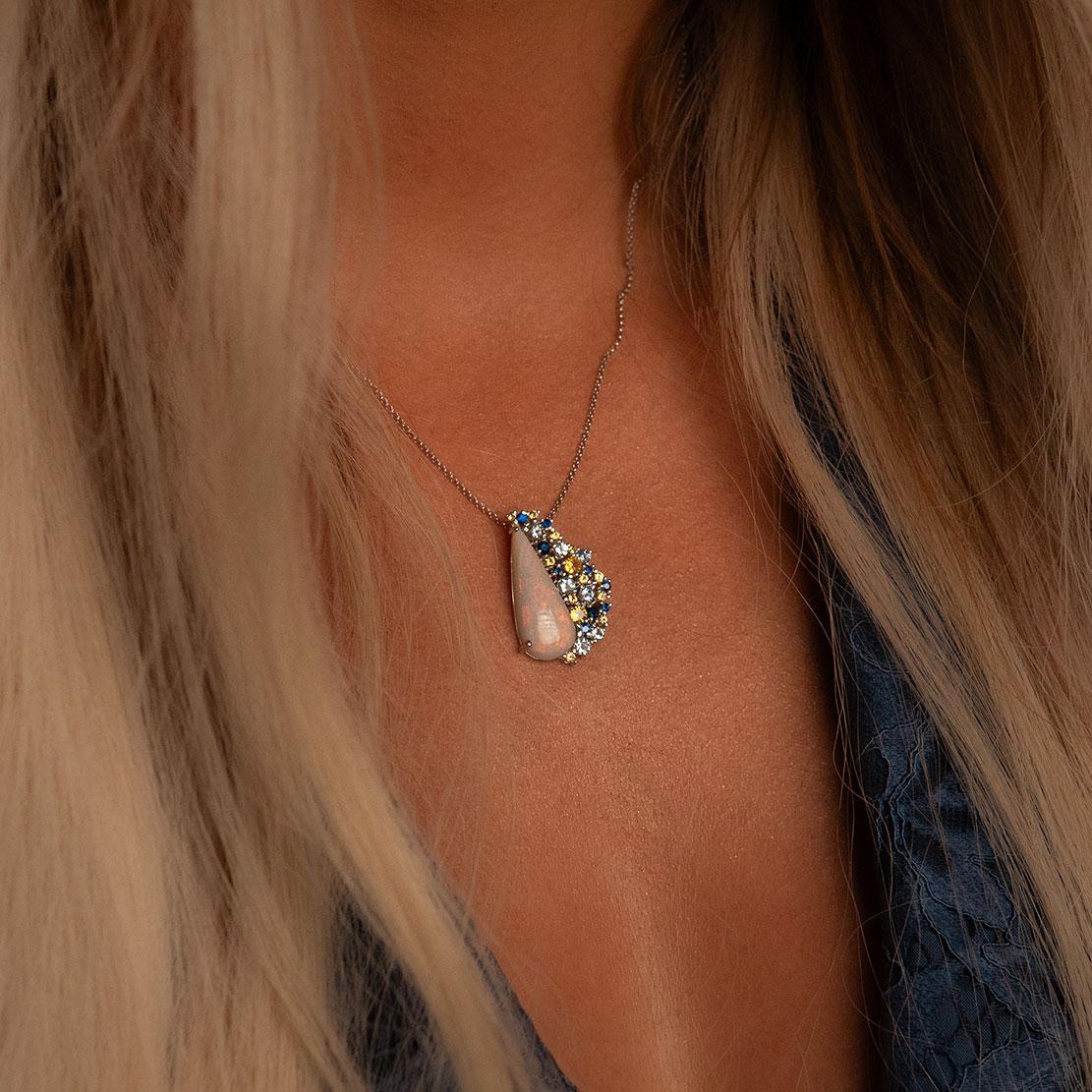 Drahokamový přívěsek Crystal Sea, bílé zlato