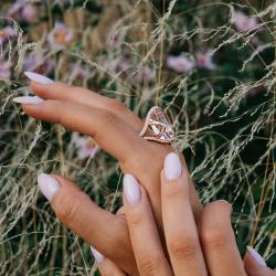 Kunzitový prsteň Blush, ružové zlato