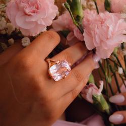 Kunzitový prsteň Blush, ružové zlato