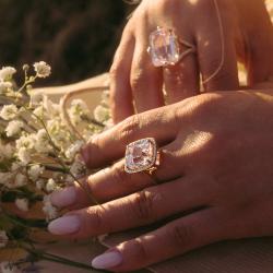 Kunzitový prsteň Blush, ružové zlato