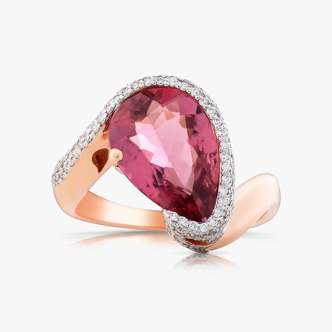 Turmalínový prsten Lirio, růžové zlato