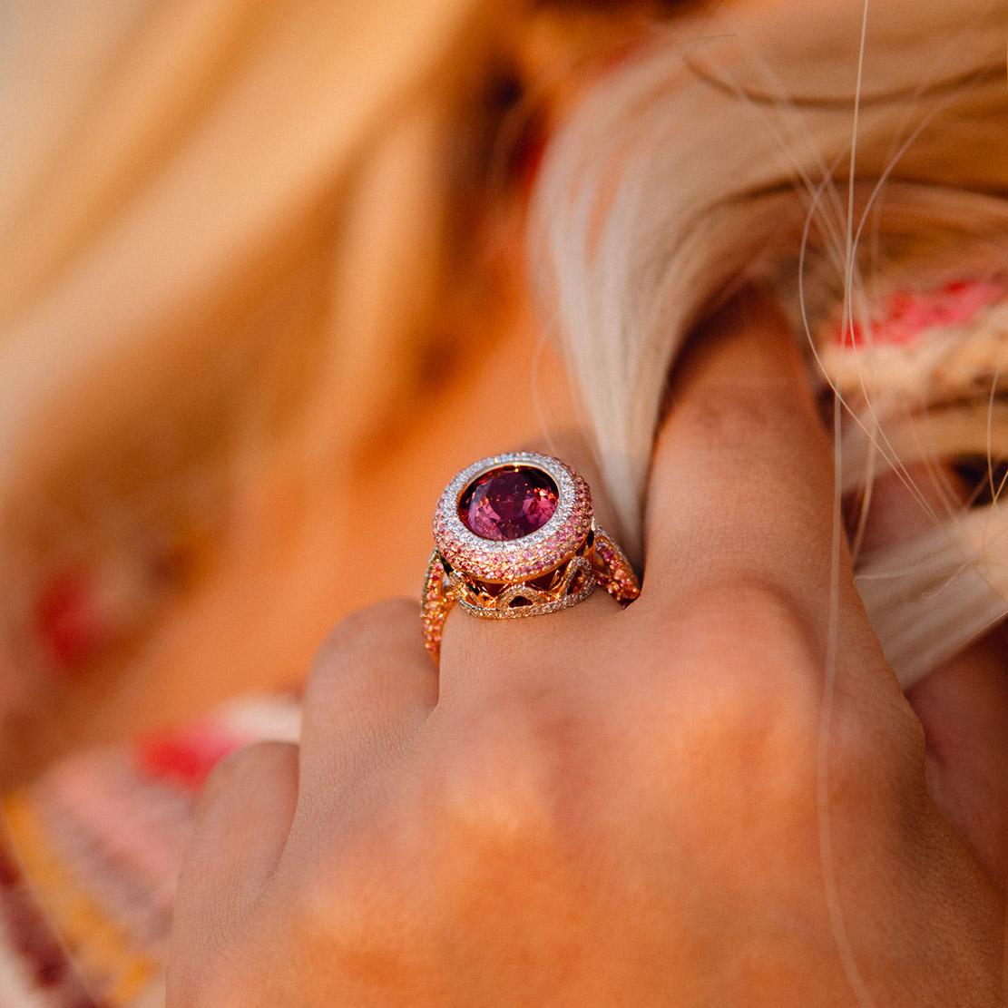 Drahokamový prsteň Rosy Amor, ružové zlato