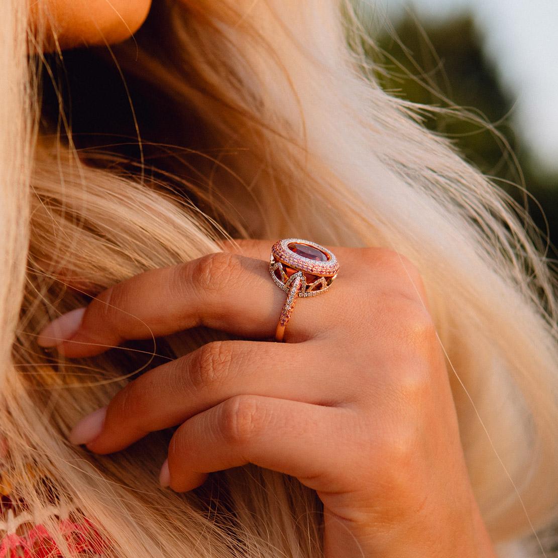 Drahokamový prsteň Rosy Amor, ružové zlato