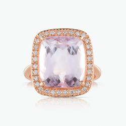 Kunzitový prsteň Kunzit Solitaire, ružové zlato