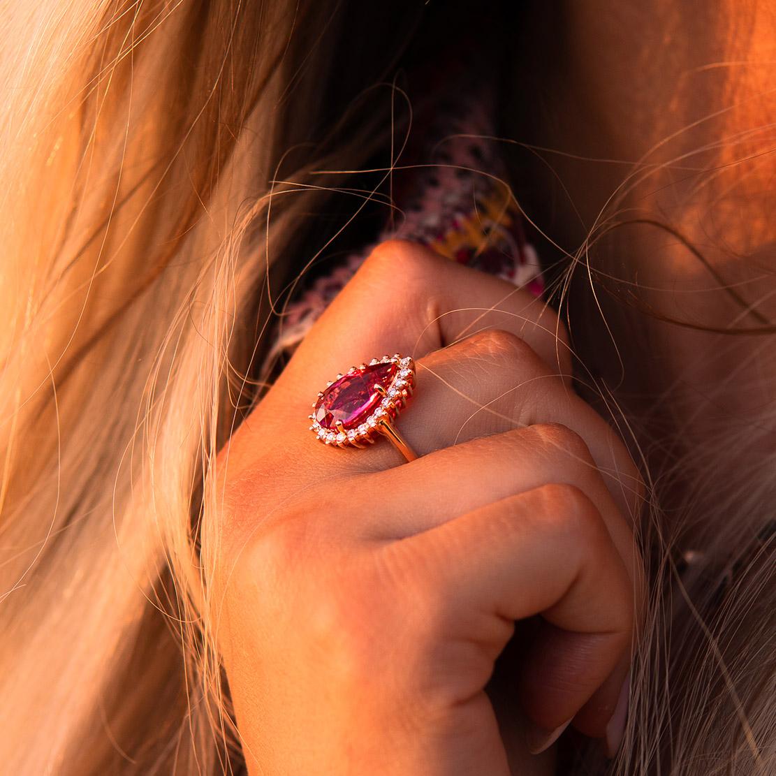 Turmalínový prsten Rosa Tourmalina, růžové zlato