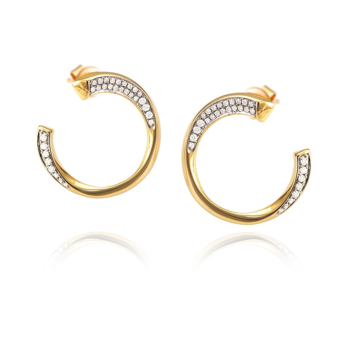 Diamantové náušnice Loving moment , žlté zlato