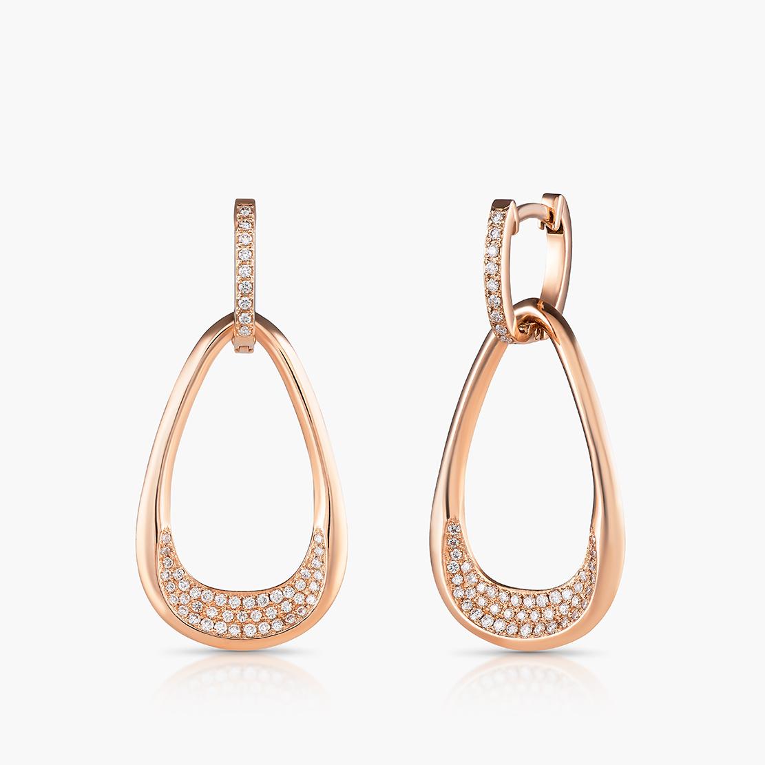 Diamantové náušnice Lágrima Dorada, růžové zlato
