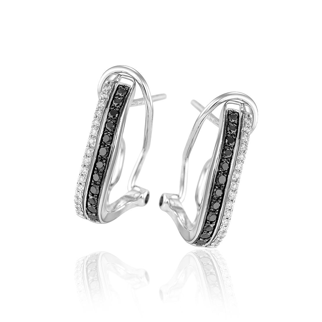 Diamantové náušnice Reverse, bílé zlato