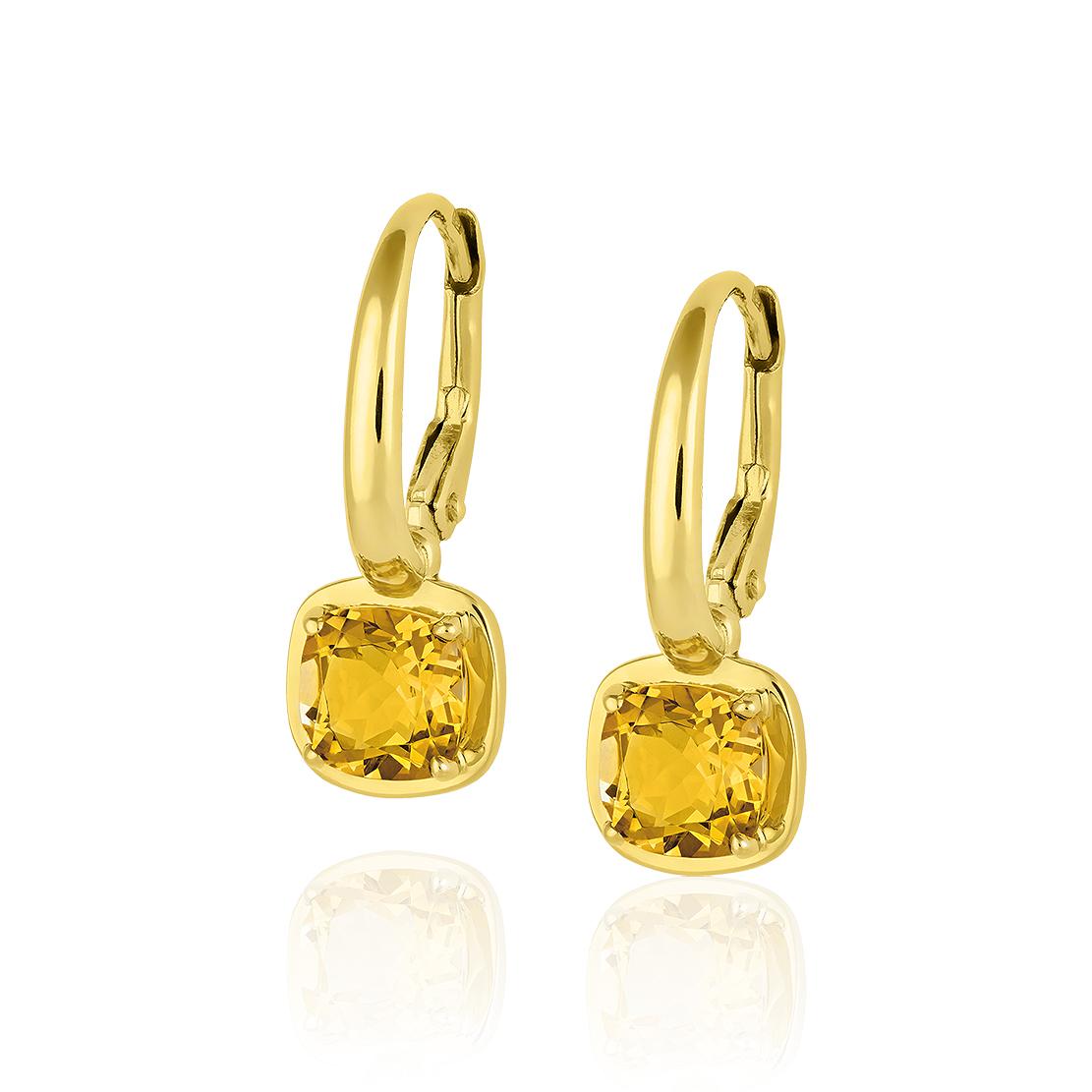 Berylové náušnice Avril, žlté zlato