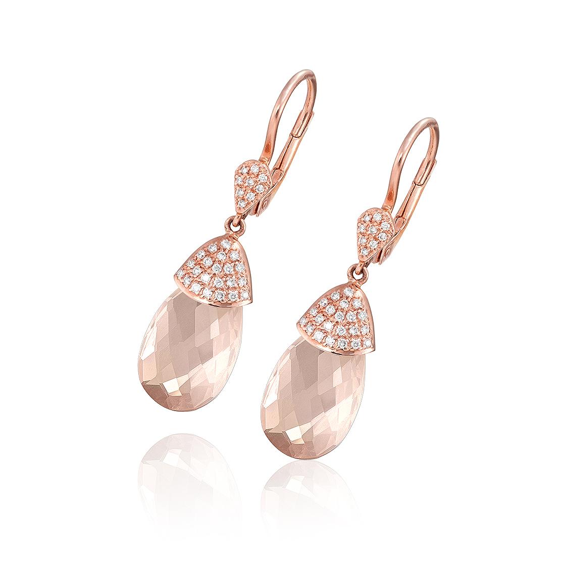 Růženínové náušnice Fragoline, růžové zlato