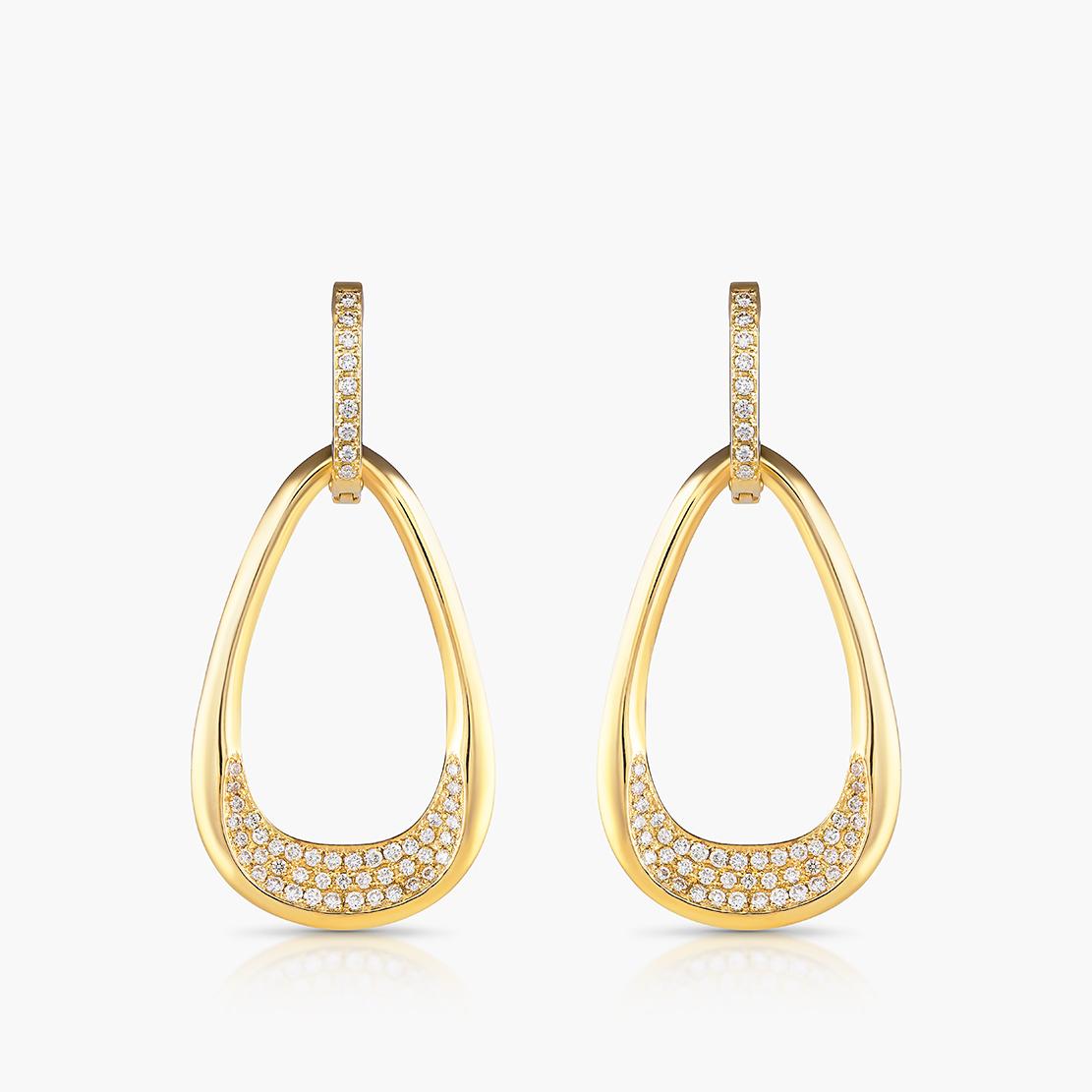 Diamantové náušnice Lágrima Dorada, žlté zlato