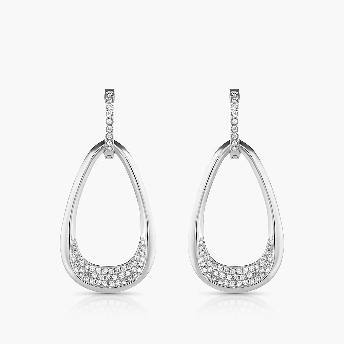 Diamantové náušnice Lágrima Dorada, biele zlato