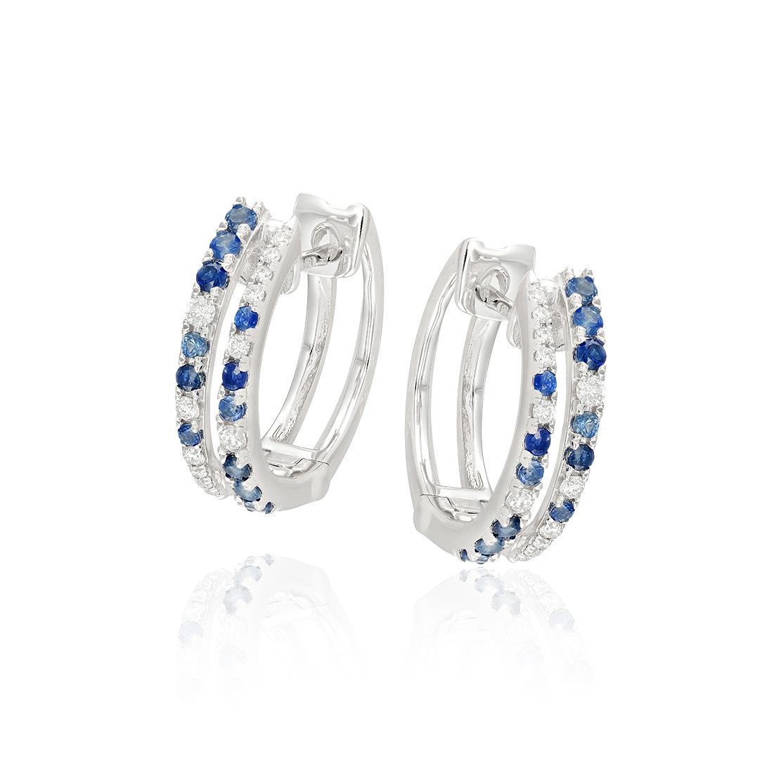 Safírové náušnice Frasco, bílé zlato