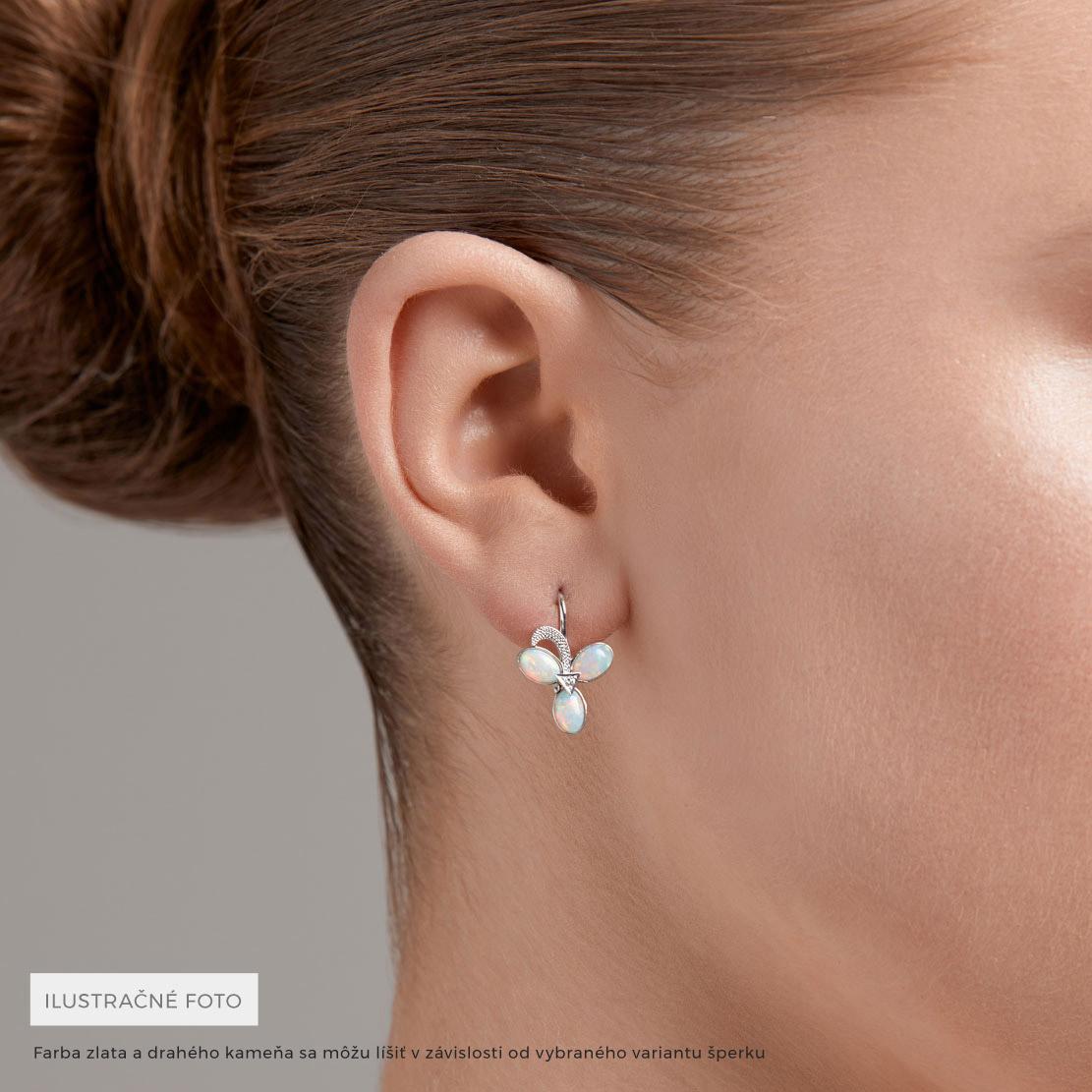 Opálové náušnice Lily, žlté zlato