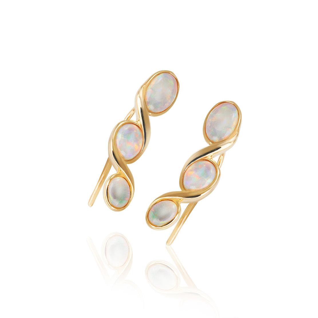 Opálové náušnice Impulse, žlté zlato