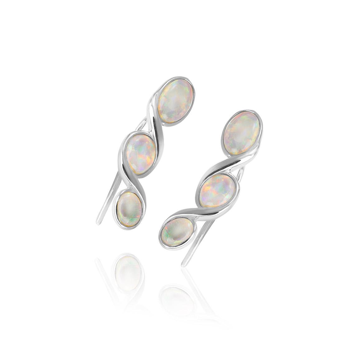 Opálové náušnice Impulse, bílé zlato