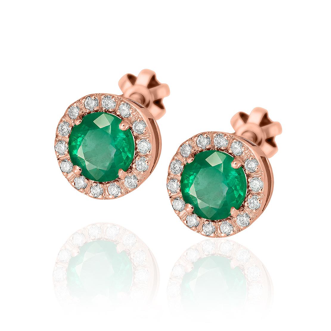 Smaragdové náušnice Zaira, ružové zlato