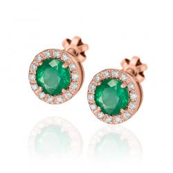 Smaragdové náušnice Zaira, ružové zlato
