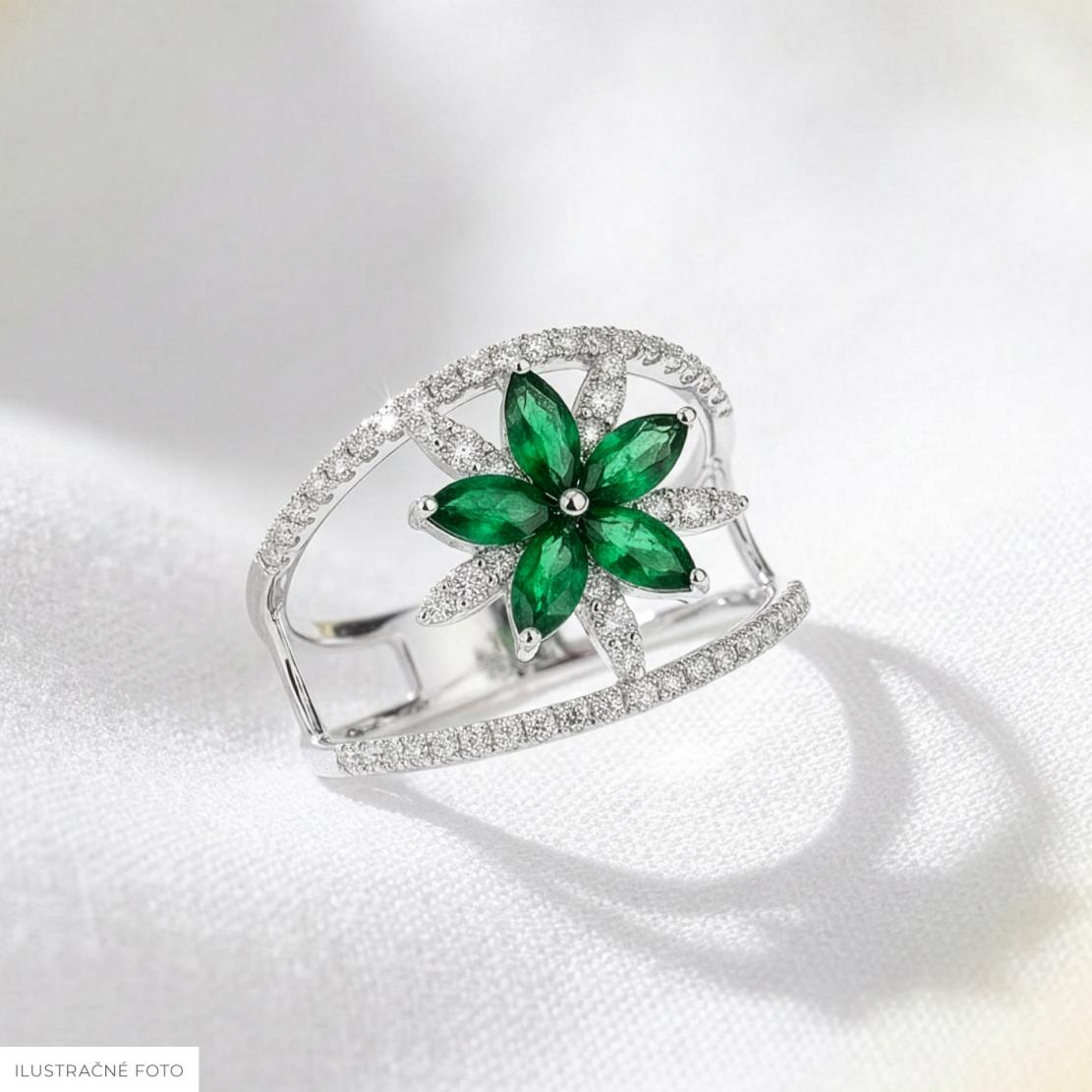 Smaragdový prsteň Zing, biele zlato
