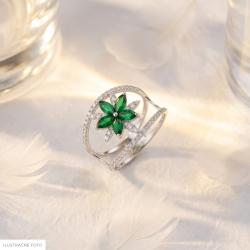 Smaragdový prsteň Zing, biele zlato