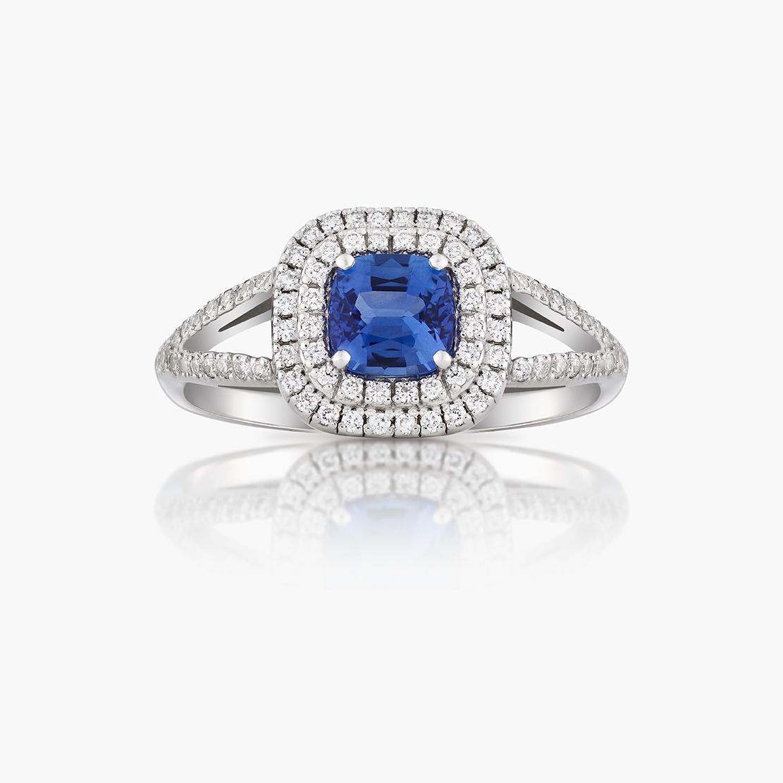 Zafírový prsteň Laguna Colorada, biele zlato