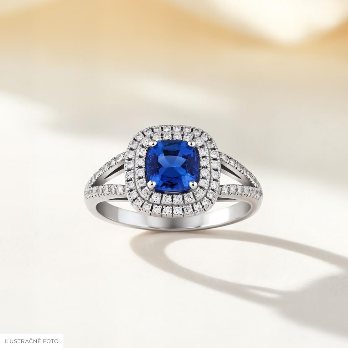 Zafírový prsteň Laguna Colorada, biele zlato