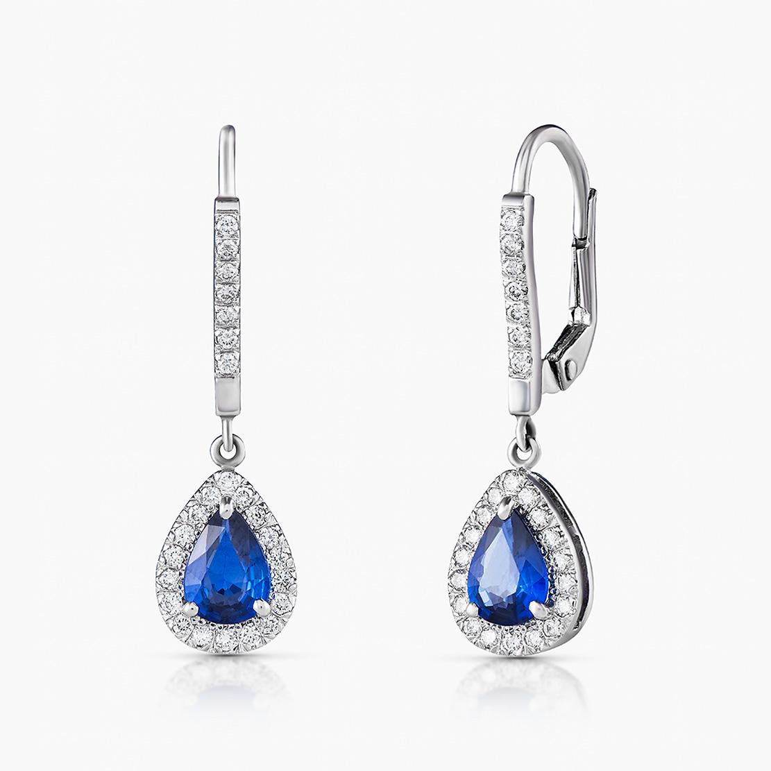 Zafírové náušnice Loom, biele zlato