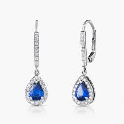 Zafírové náušnice Loom, biele zlato