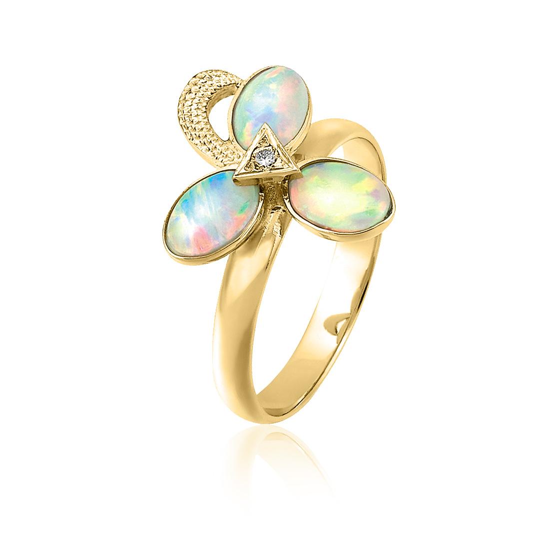 Opálový prsten Lily, žluté zlato