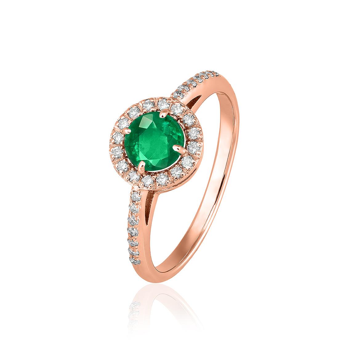 Smaragdový prsteň Zaira, ružové zlato