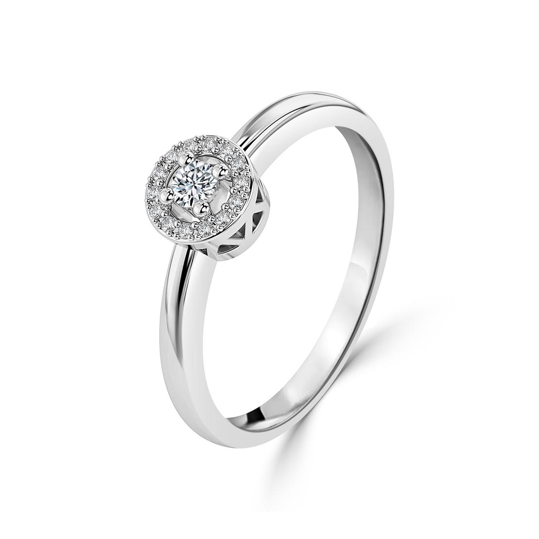 Diamantový zásnubní prsten Moon, bílé zlato