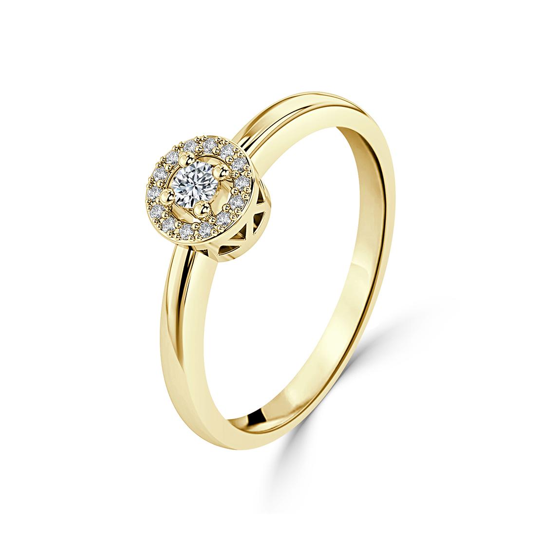 Diamantový zásnubní prsten Moon, žluté zlato