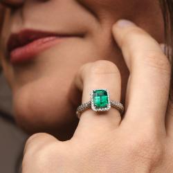 Smaragdový prsteň Isme, biele zlato