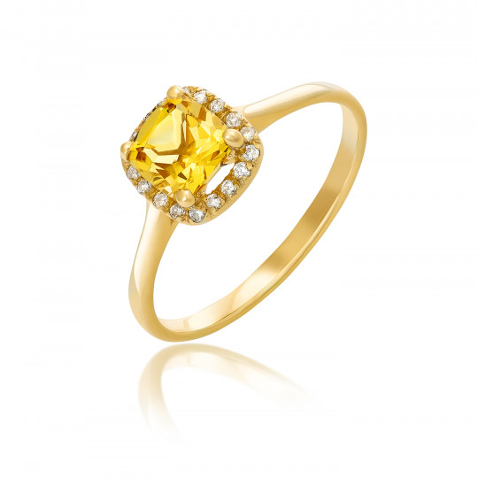 Prsteň Elegant, žlté zlato, zlatý beryl, diamant.