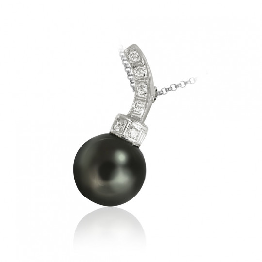 Perlový náhrdelník Eclipse, biele zlato, tahitská perla, diamant.